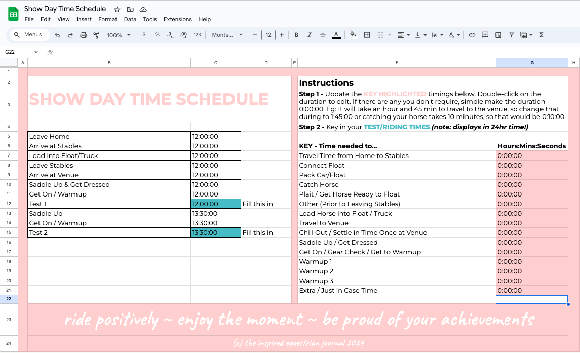 FREE Download - Show Day Timing Calculator