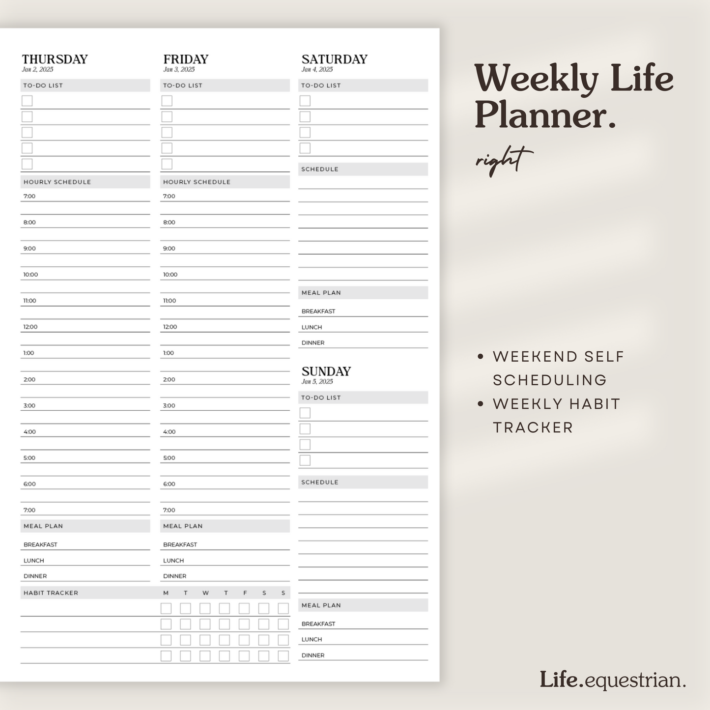 Life Equestrian 2025 Planner + Journal SAGE