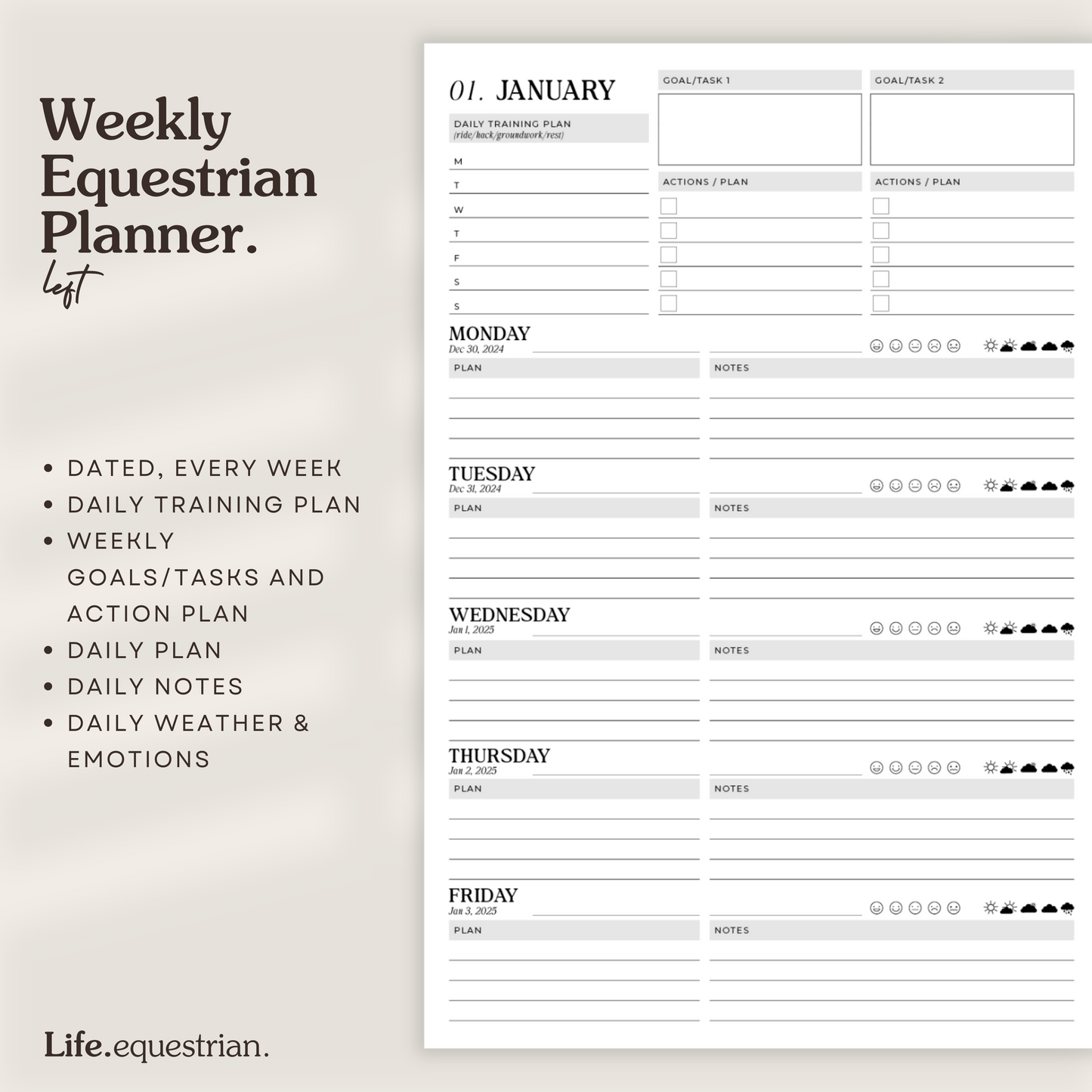 Life Equestrian 2025 Planner + Journal LILAC DREAM