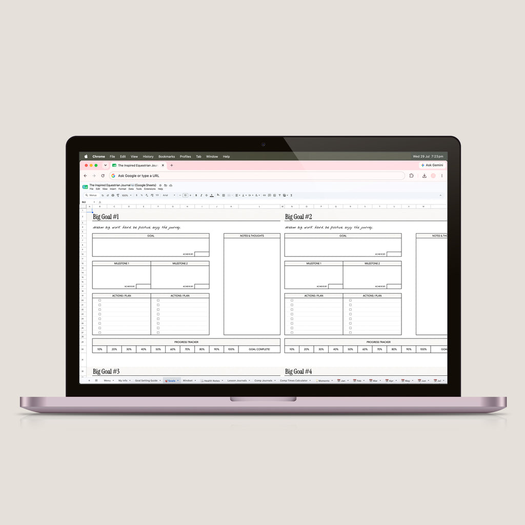 The Inspired Equestrian Journal Spreadsheet (Google Sheets)