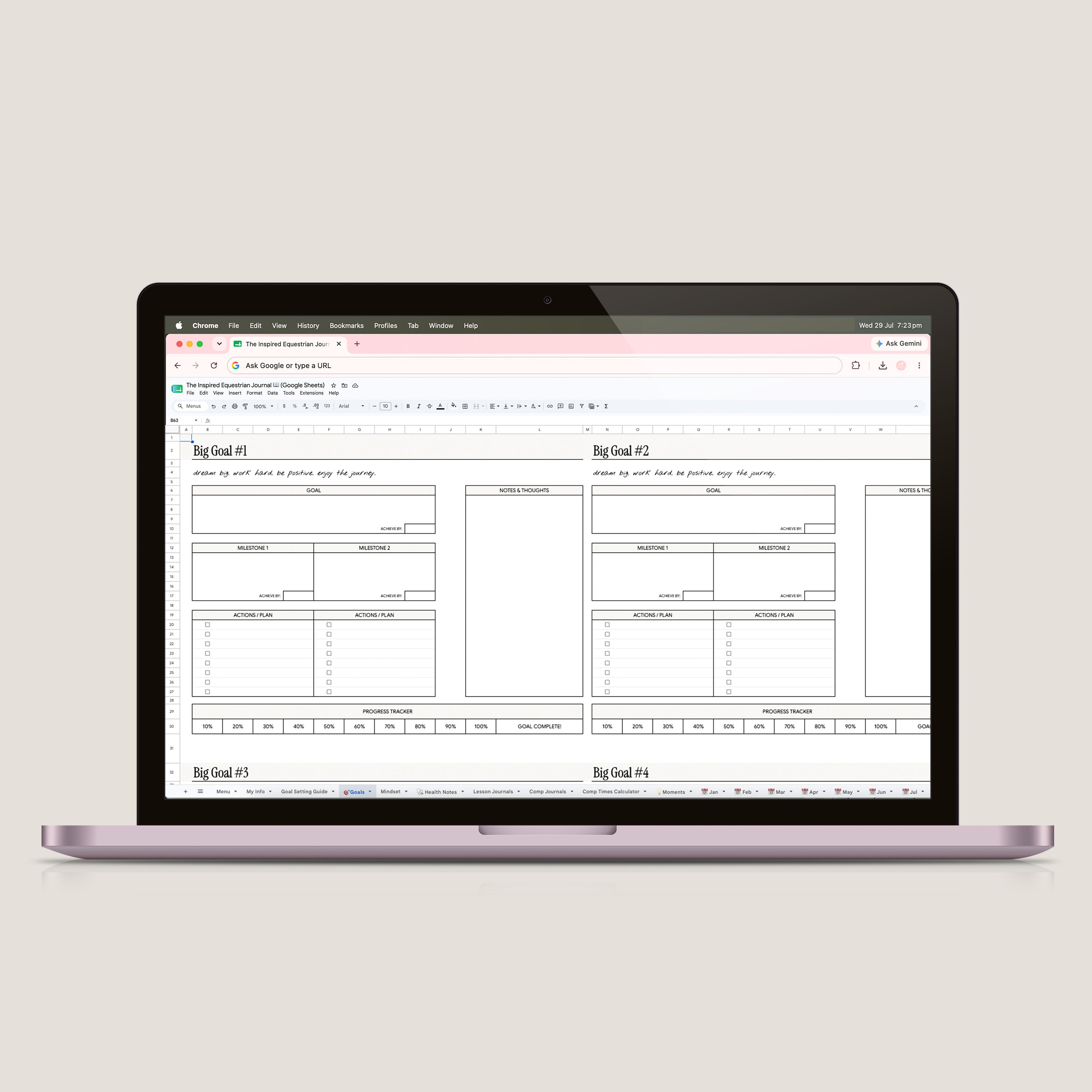 The Inspired Equestrian Journal Spreadsheet (Google Sheets)