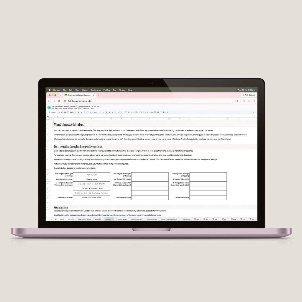 The Inspired Equestrian Journal Spreadsheet (Google Sheets)