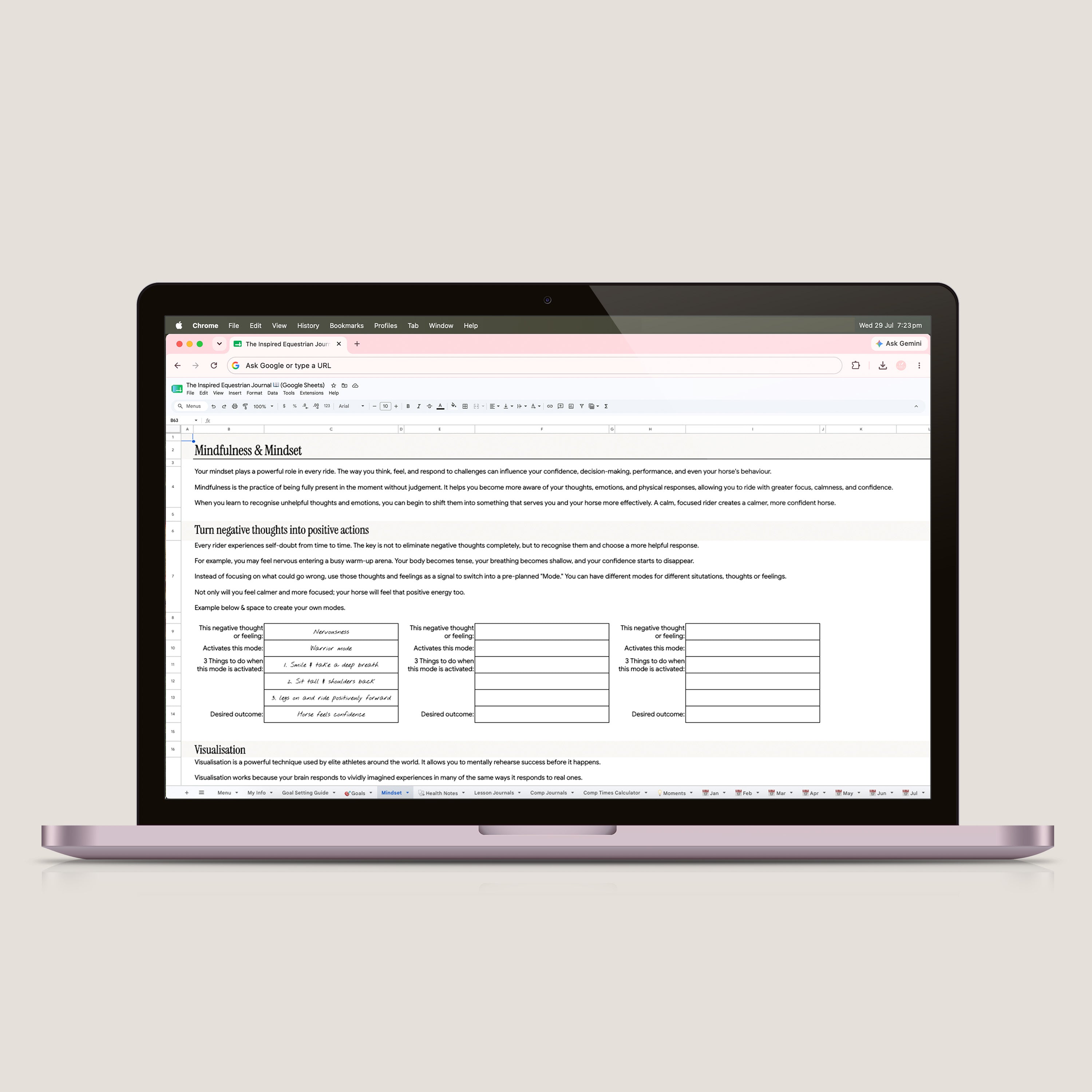 The Inspired Equestrian Journal Spreadsheet (Google Sheets)